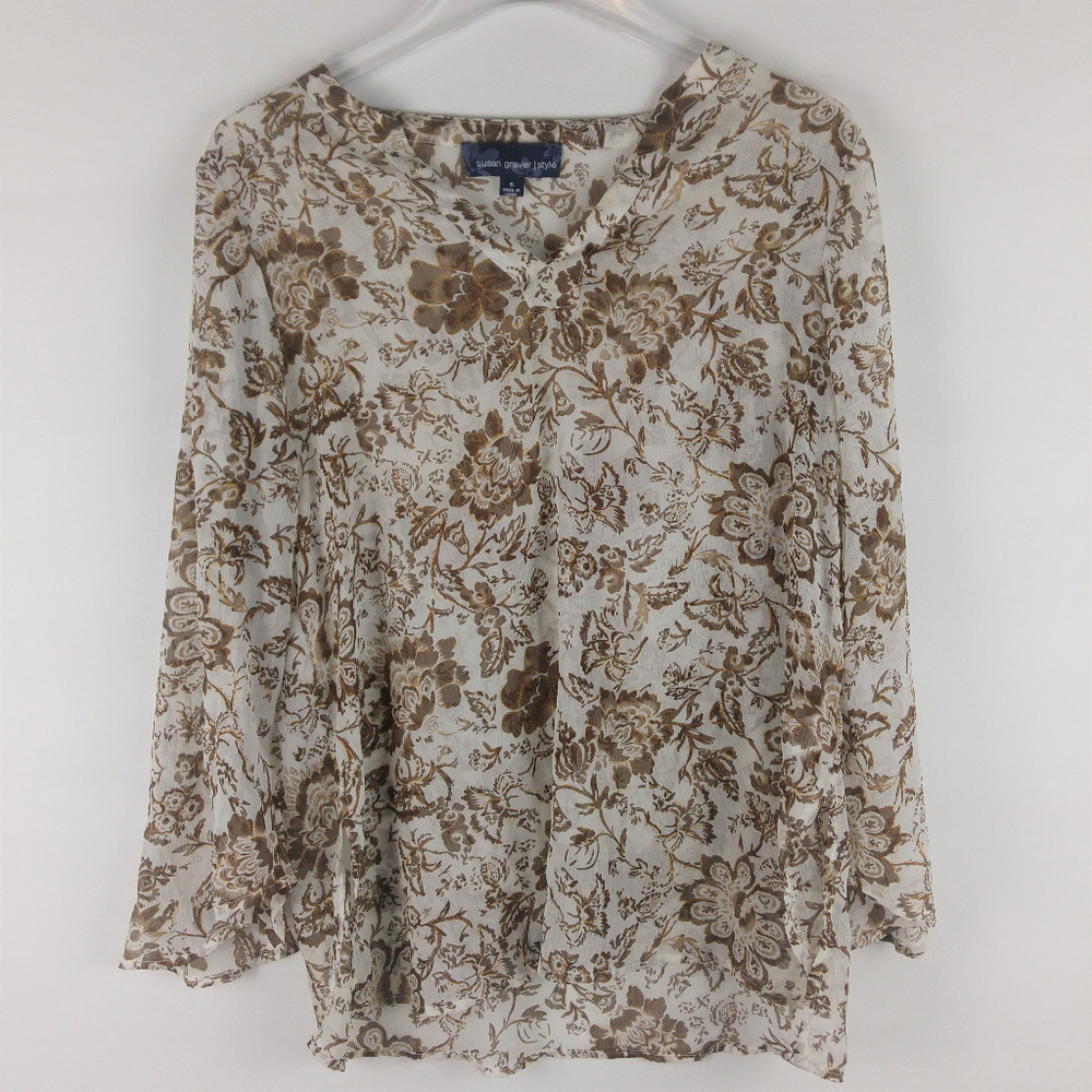 Susan Graver BoHo Floral Print Top